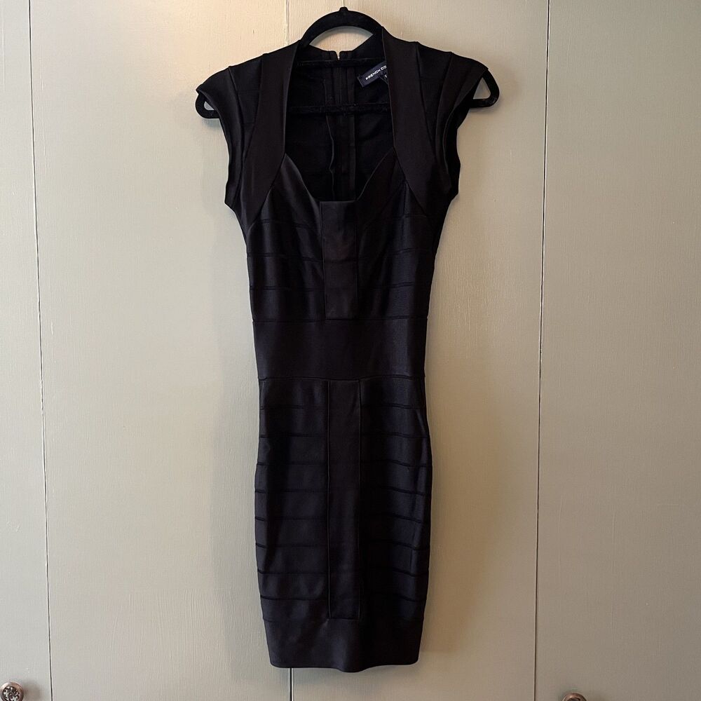 French Connection Black Bandage Mini Dress Size 2 Office Siren